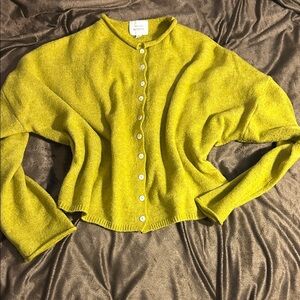 Chic Lime Button-Up Cardigan